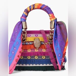 Kurt Geiger Mini Kensington Leather Fringe Satchel w/crossbody strap NWT